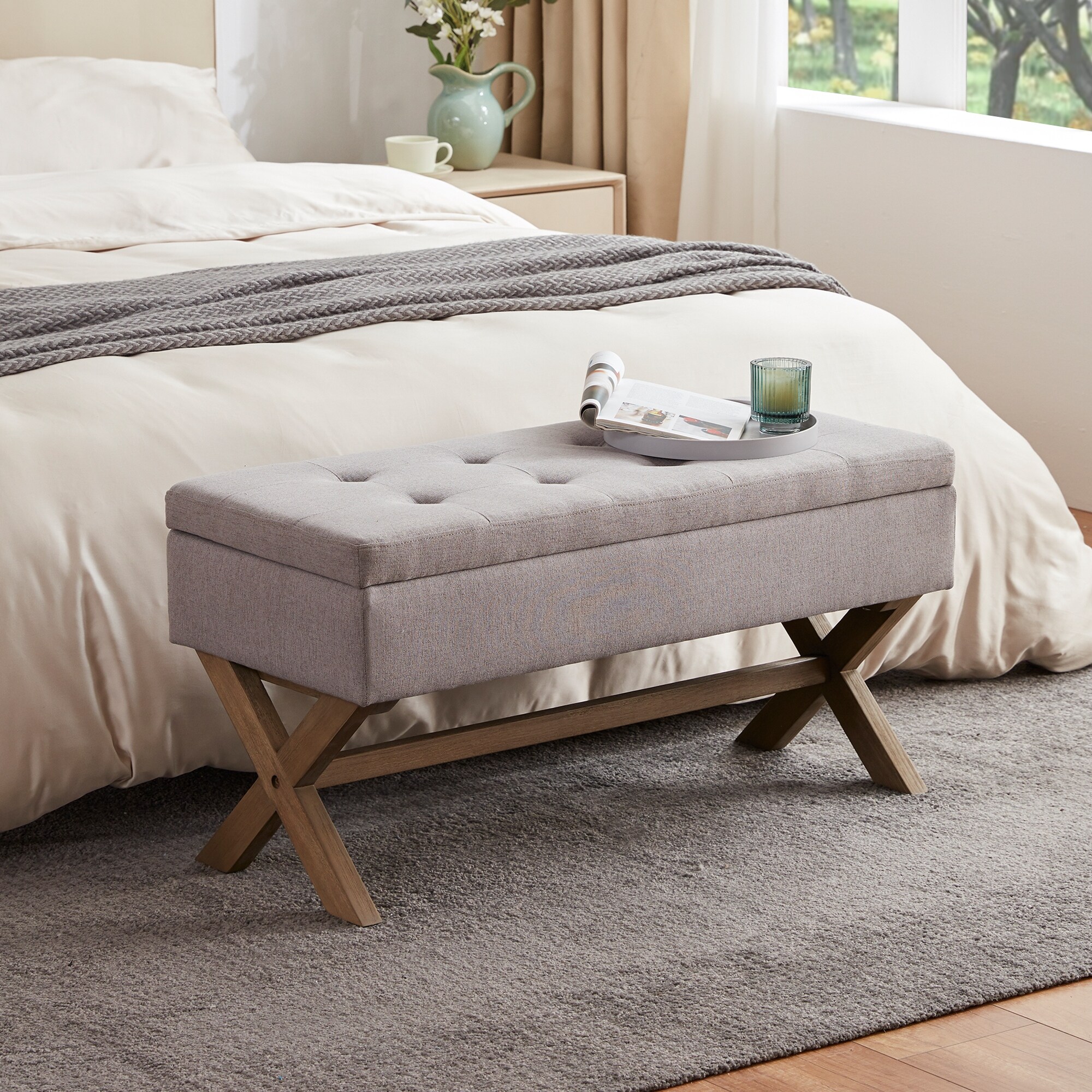 36 inch cheap upholstered storage bench
