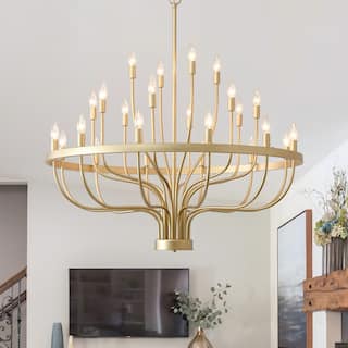 Gold Chandelier Modern Farmhouse Pendant Lighting for Dining Room Foyer Entryway
