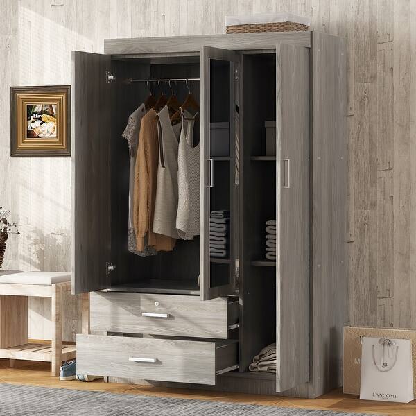 wardrobe dressing Sleek and Timeless Design with Built-in Mirror and Shelves - Bed Bath & Beyond or accessories Wardrobe LATINA 300 White /