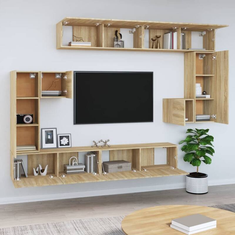 vidaXL Wall-mounted TV Cabinet Sonoma Oak Engineered wood Various Sizes - 11.8 x 39.4 x 11.8 in