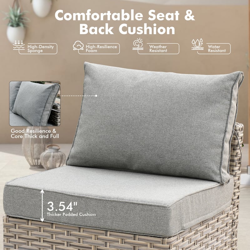 OVIOS 5 Pieces Outdoor Wicker Furniture Set With Solar-Powered Coffee Table
