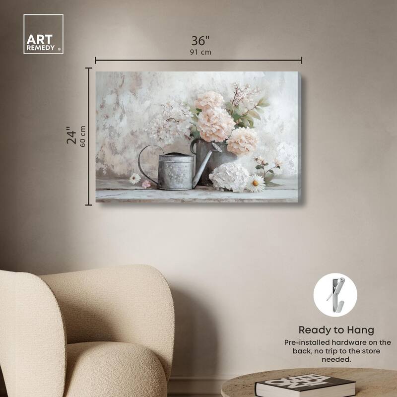 Can and White Blooms Canvas by Art Remedy, Gallery Wrapped