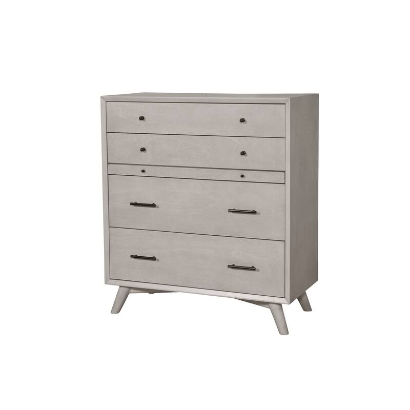 HomeRoots 38" Gray Solid Wood Four Drawer Standard Chest