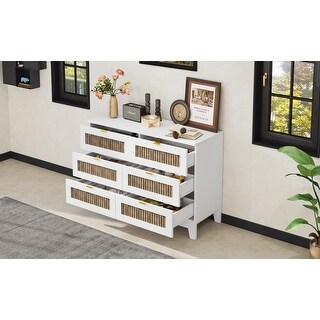 Rustic Farmhouse Style Wooden Dresser with 6 Drawers - Bed Bath ...