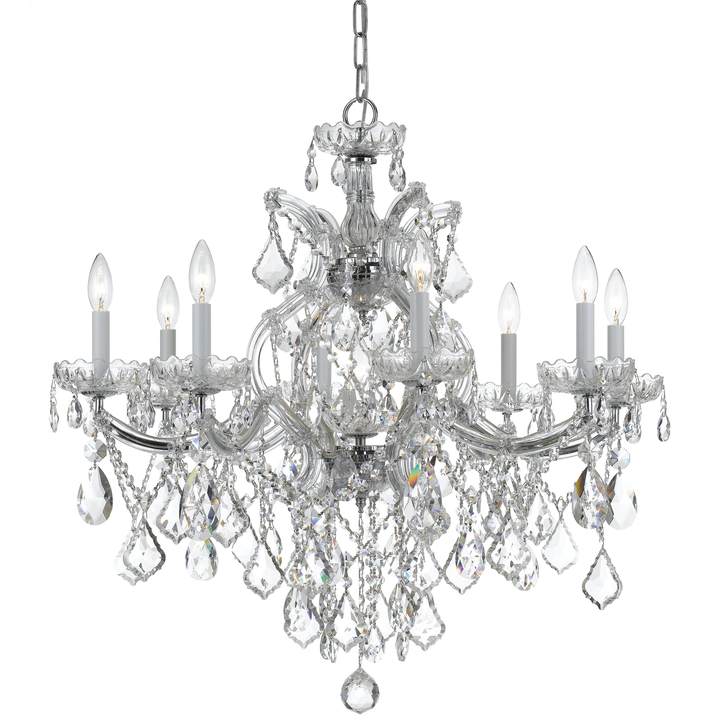 Maria Theresa 9 Light Clear Crystal Chrome Chandelier - 28'' W x 27'' H
