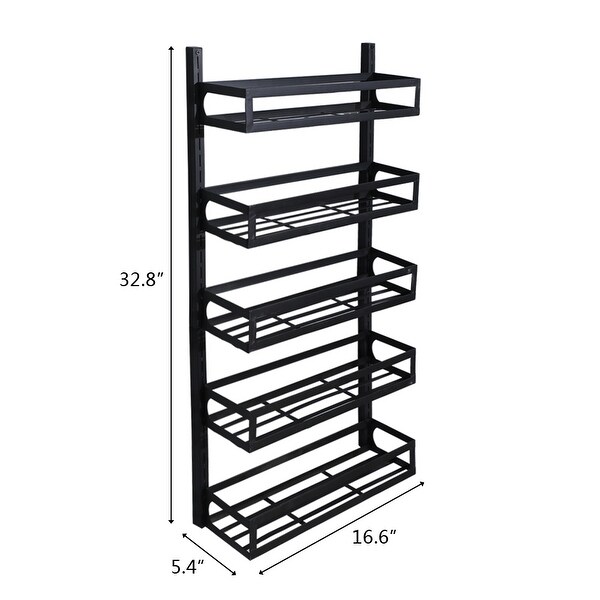 3S Wall Mounted Spice Rack Organizer for Cabinet Pantry Door Kitchen Hanging Spice Shelf,5 Tier Black 