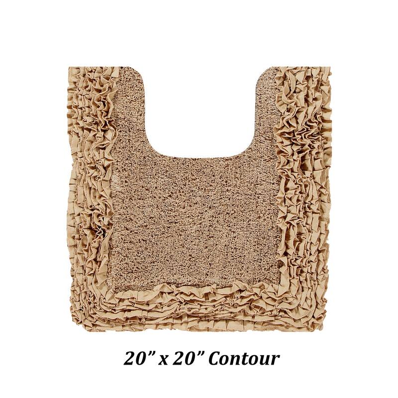 Better Trends Shaggy Border Collection Bathroom Rug -100% Cotton Tufted, Non-Skid Spray Latex Backing, Machine Washable Bath Mat - 20" x 20" Contour - Beige