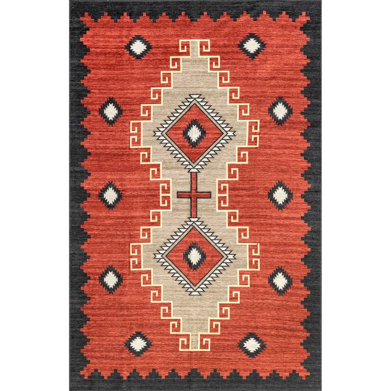 Nuloom Imelda SpinClean Aztec Machine Washable Area Rug