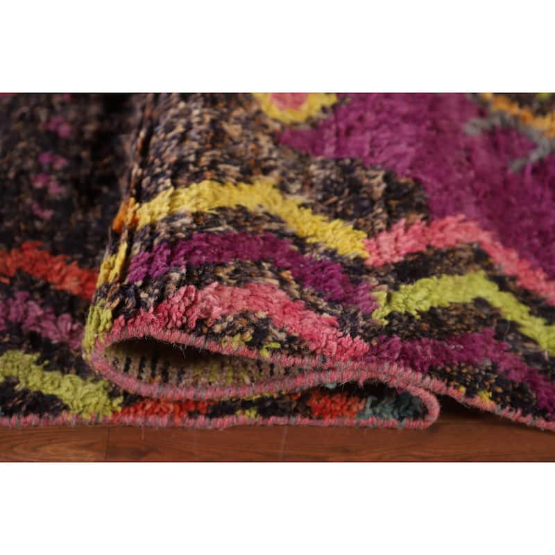 Tribal Plush Moroccan Area Rug Hand-Knotted Wool Carpet - 9'0" x 12'5"