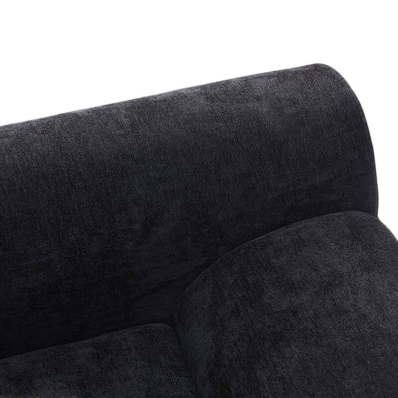 111.2" Modern L-Shaped Sectional Sofa - Modular Velvet Couch with Adjustable Configurations, Black Polyester Chenille