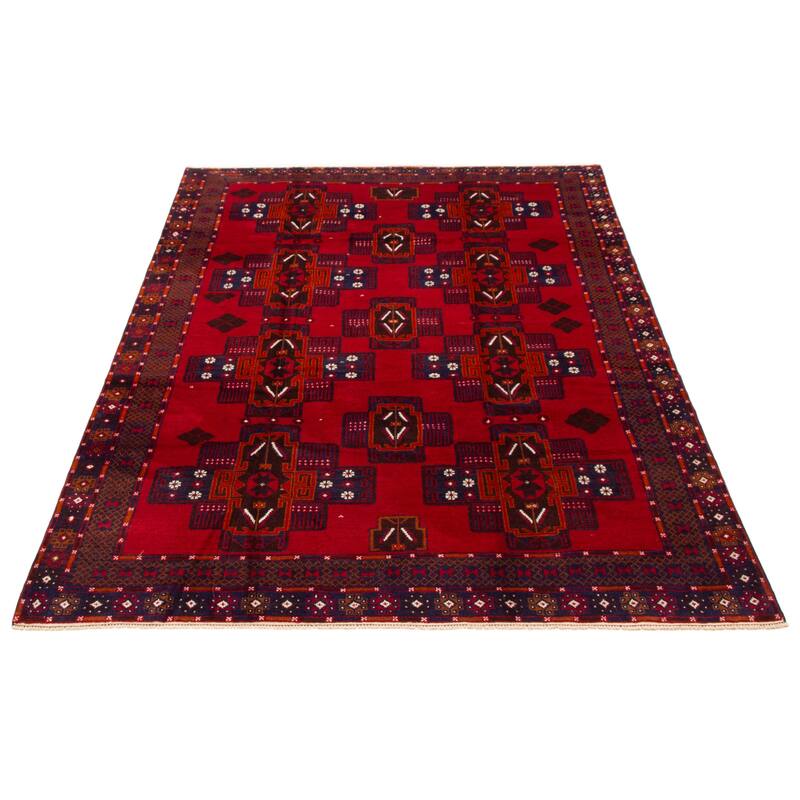 ECARPETGALLERY Hand-knotted Teimani Red Wool Rug - 6'7 x 9'5