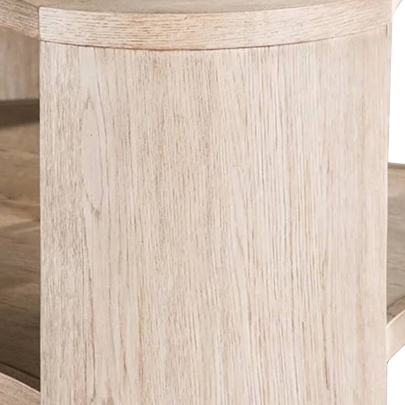 Cony Cocktail Coffee Table, Natural Oak Brown Wood, Caster Wheels, 42 Inch