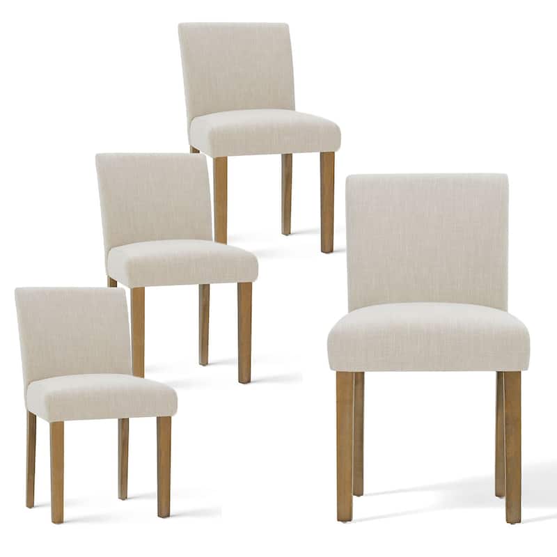 Parsons Dining Chairs with Linen Upholstery and Solid Wood Legs