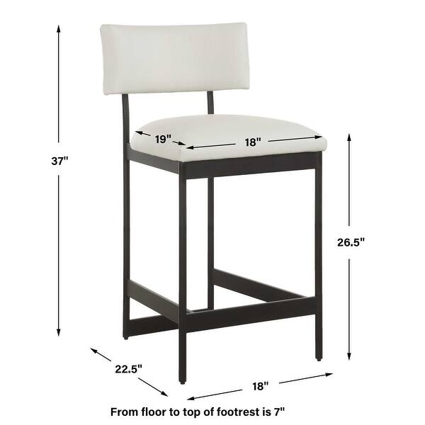 Uttermost Apsley Black Counter Stool - 18"W x 22.5"D x 37"H