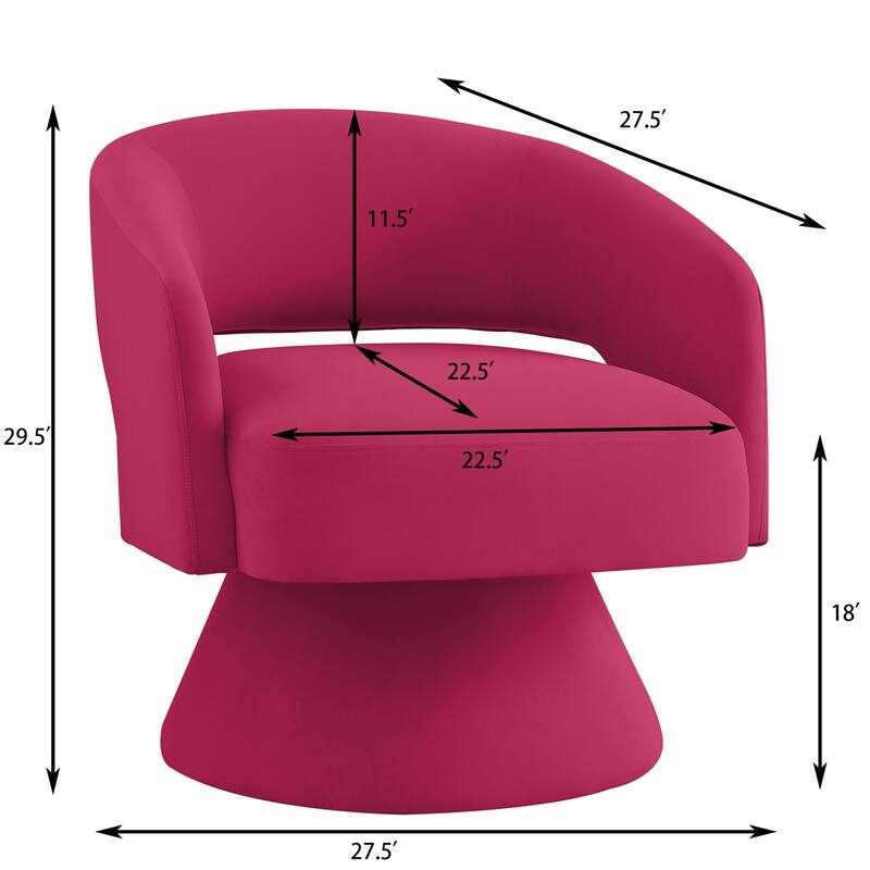 Swivel Barrel Chair, Upholstered Velvet Round Accent Chairs,360 Degree