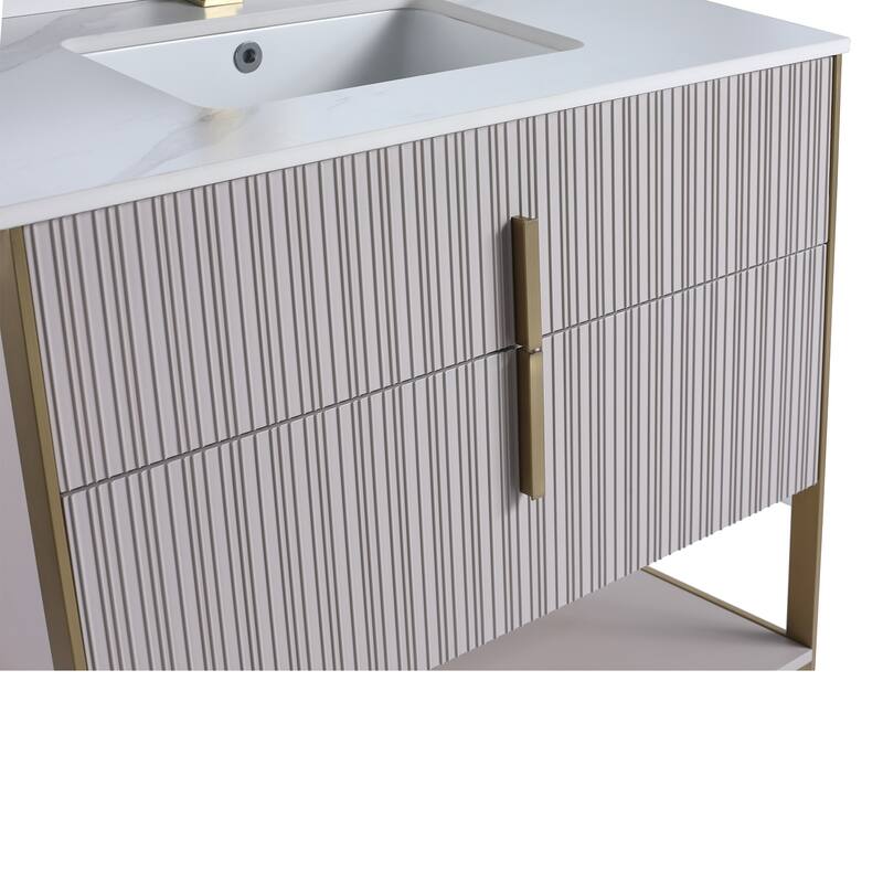 Fine Fixtures Serenity Modern Bathroom Vanity with White Carrara Stone Top