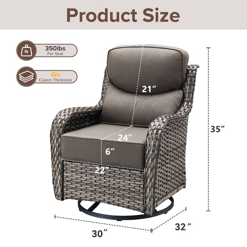 Gymojoy 4-Piece Patio Swivel Glider Chair Set, 6-Inch Ultra-Plush Cushions & Water-Resistant Olefin Fabric