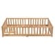 preview thumbnail 17 of 19, Queen Size Floor Bed with Door,Solid Wood Platform Bed Frame w/Fence Natural