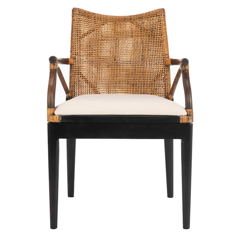 SAFAVIEH Gianni Tropical Coastal Cushion Arm Chair - 21.5" W x 23.5" L x 32.3" H - Brown/Black