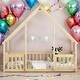 preview thumbnail 11 of 25, Kids Furniture Twin Size Wood House-Shaped Floor Bed Kids Bed with Fence and Guardrails, Grey