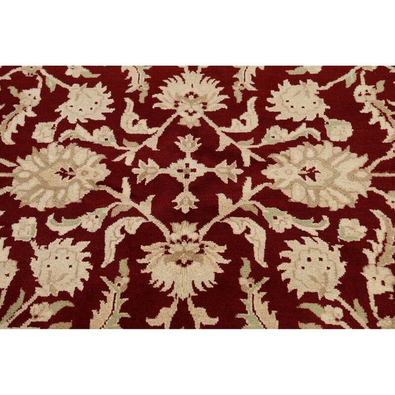 Vegetable Dye Floral Agra Oriental Area Rug Hand-knotted Wool Carpet - 7'1" x 7'1" Square