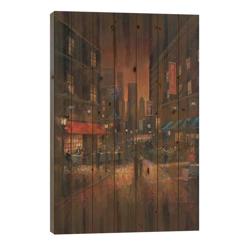 The Blues Club Print On Wood by Ruane Manning - Multi-Color - 26x18x1.5