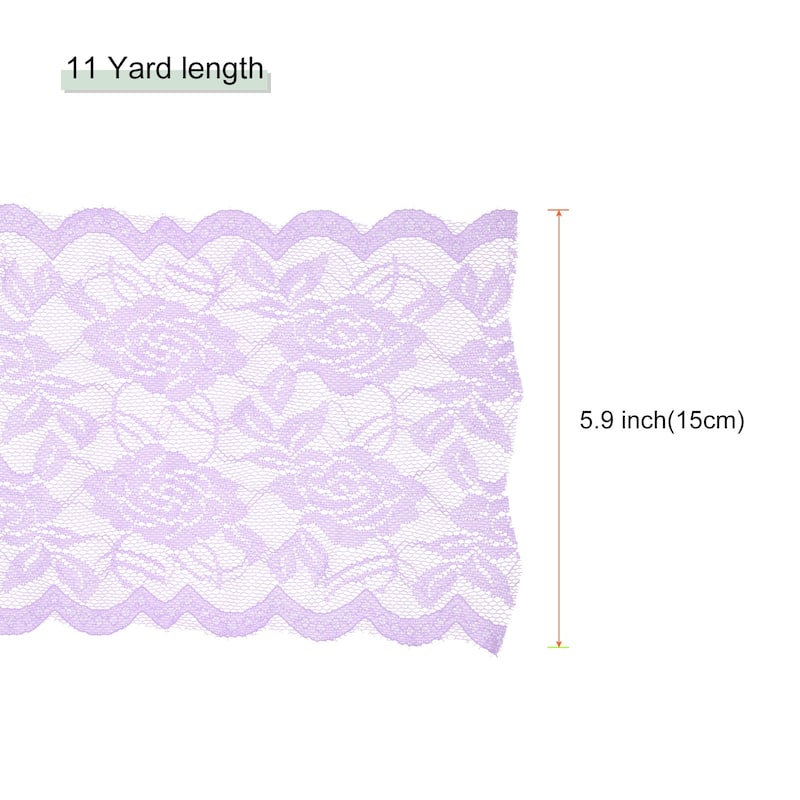 6 Inch Wide 11 Yard Lace Ribbon Floral Pattern Lace Trim Ribbon - Light Purple