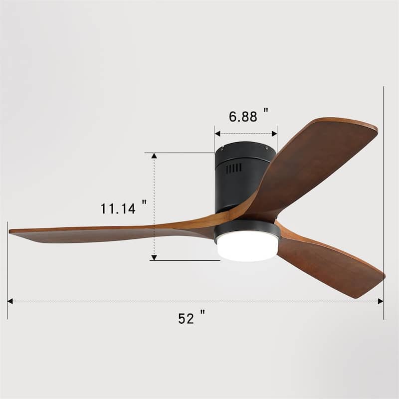 52 inch Flush Mount Ceiling Fans With/Without Lights & Remote Solid Wood Fans For Bedroom