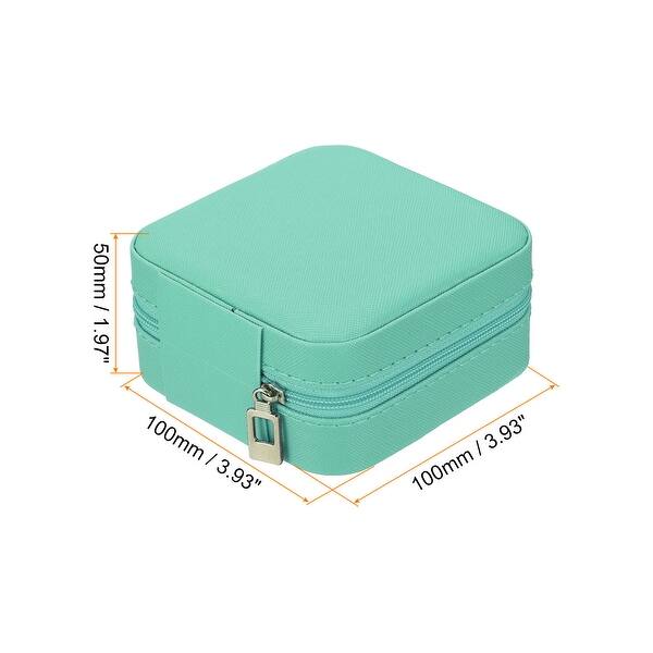dimension image slide 6 of 7, Travel Jewelry Case Jewelry Organizer Box with Mirror Square Style 1