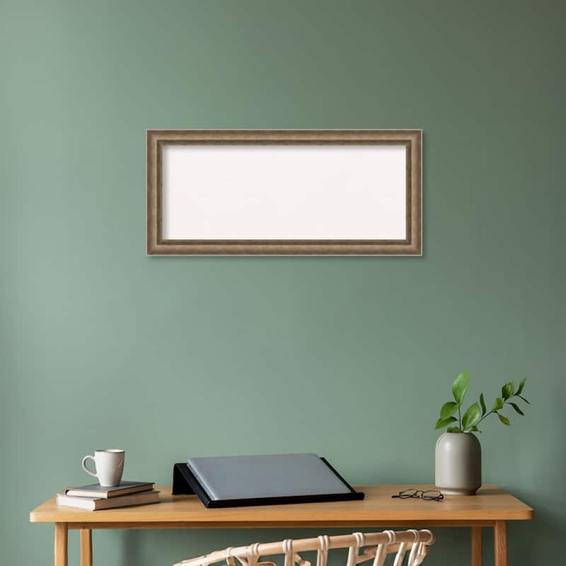 Angled Bronze Wood Framed White Corkboard Bulletin Board
