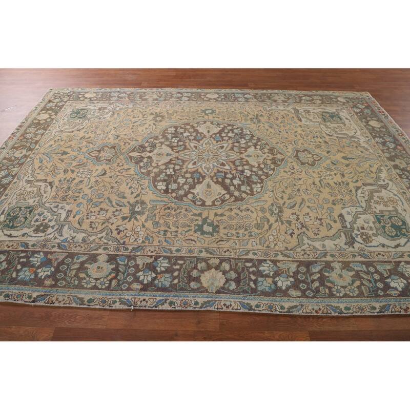 Traditional Tabriz Persian Vintage Area Rug Handmade Wool Carpet - 6'8"x 9'5"