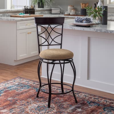 Linon Winding Trails Metal/Wood 25-Inch Swivel Counter Stool