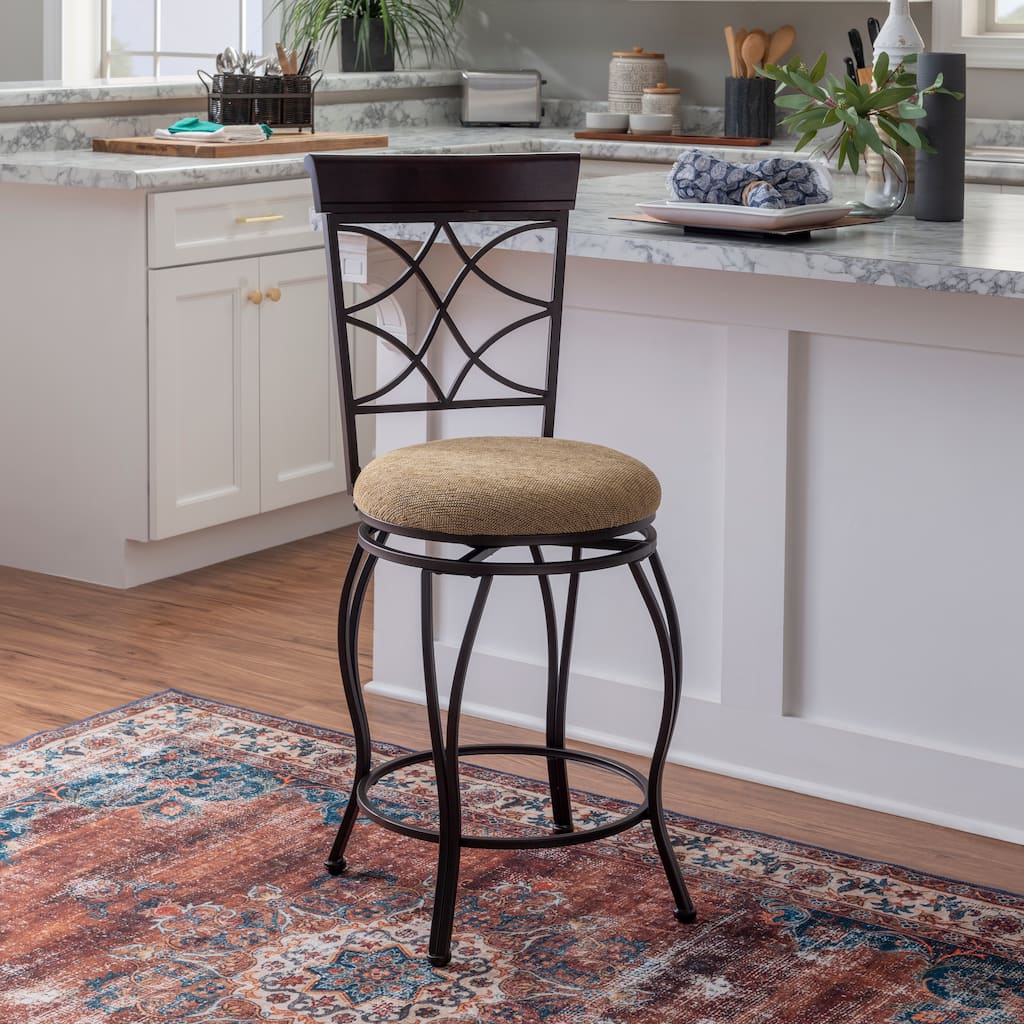 Linon Winding Trails Metal/Wood 25-Inch Swivel Counter Stool