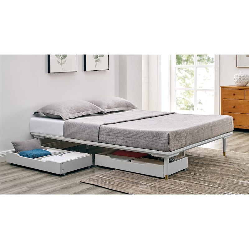 MUSEHOMEINC Solid Wood Under Bed Storage Drawer with 4-Wheels,,Suggested for Queen & King Platform Bed