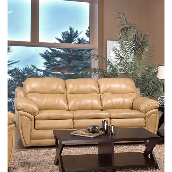 Soft tan on sale leather sofa