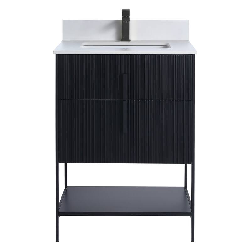 Fine Fixtures Serenity Modern Bathroom Vanity with White Stone Top