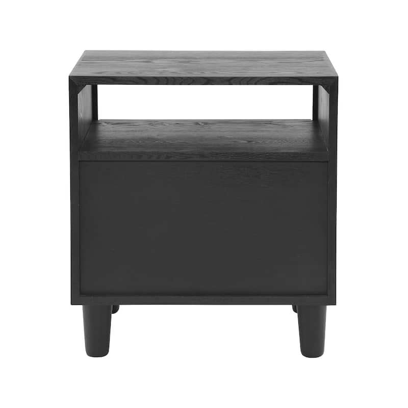 Christopher Knight Home - Modern Wood Nightstand with Open Shelf and 2 Drawers