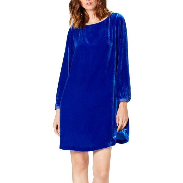 eileen fisher blue velvet dress