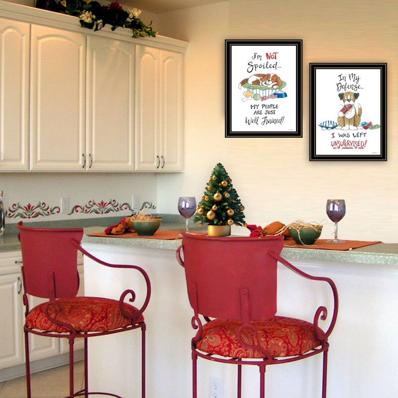 2-Piece Framed Wall Art Set - Humorous "I Was Left Unsupervised!", Black Frame