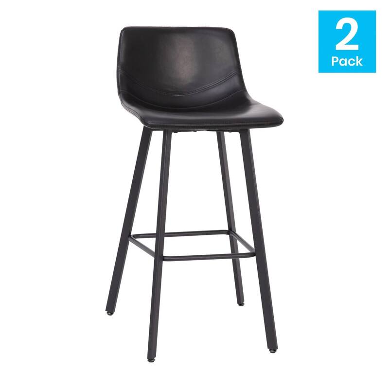 Set of 2 Armless Upholstered Metal Counter Stools