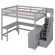 preview thumbnail 8 of 10, Full Size Loft Bed with Built-in L-Shaped Desk, Storage Shelves, and Storage Staircase