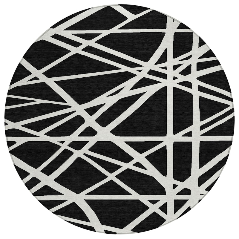 Machine Washable Indoor/ Outdoor Abstract Contemporary Chantille Rug