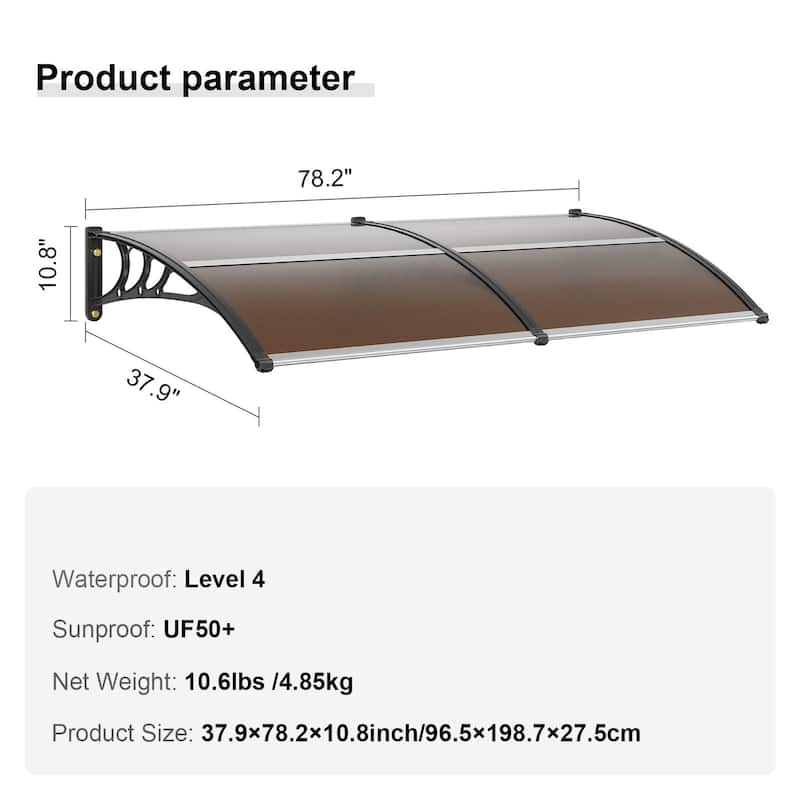 Brown Outdoor Window Door Awning Canopy Exterior with Aluminum Connector