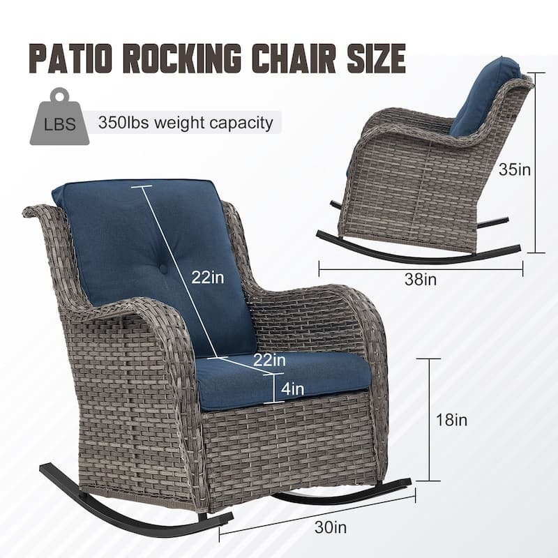 Gymojoy Comfortable PE Rattan Wicker Outdoor Rocking Chair Set of 2