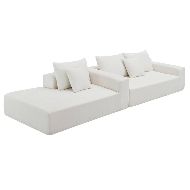 109" Modular Sectional L-Shape Upholstered Compressed Sofa Set
