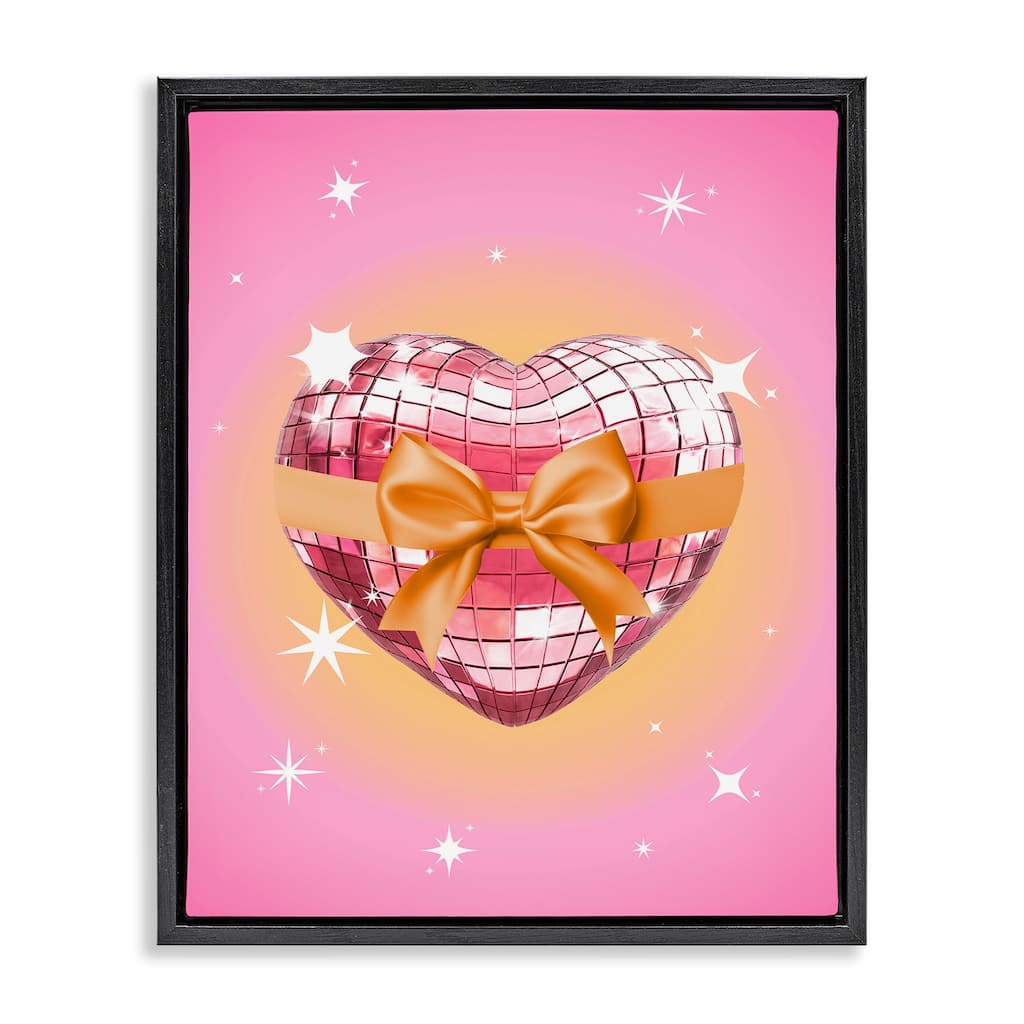 Stupell Heart Disco & Ribbon Framed Floater Canvas Wall Art Design By Susan Arnot
