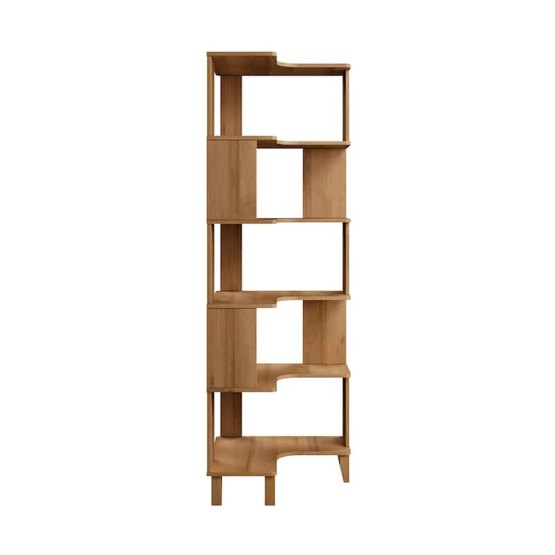 Prepac Nordik 6-Tier Corner Bookcase, 71.5" Extra Tall Corner Shelf, Freestanding Bookshelf for Home Office, Living Room