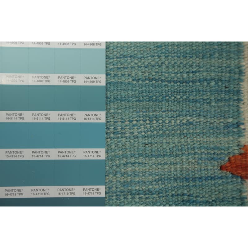 Hand Woven Southwestern Wool Blue Geometric Area Rug - 11' 6'' X 8' 3''