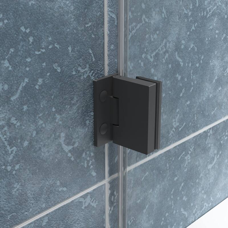 FELYL 34" W x 58" H Hinged Frameless Tub Door with Heat Soaking Process and Protective Coating Clear Glass