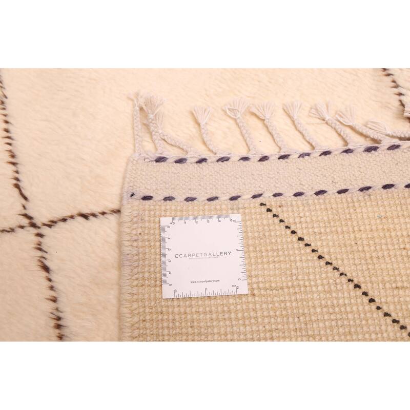 ECARPETGALLERY Hand-knotted Pak Finest Marrakesh Cream Wool Rug - 6'11 x 9'9